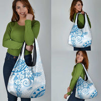Polynesian Pattern With Plumeria Flowers Grocery Bag Blue LT05 - Polynesian Pride