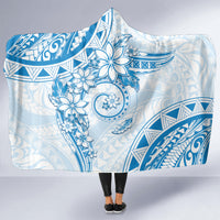 Polynesian Pattern With Plumeria Flowers Hooded Blanket Blue LT05 - Polynesian Pride