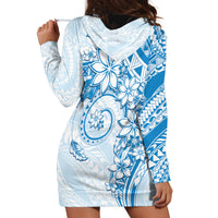 Polynesian Pattern With Plumeria Flowers Hoodie Dress Blue LT05 - Polynesian Pride