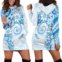 Polynesian Pattern With Plumeria Flowers Hoodie Dress Blue LT05 - Polynesian Pride