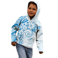 Polynesian Pattern With Plumeria Flowers Kid Hoodie Blue