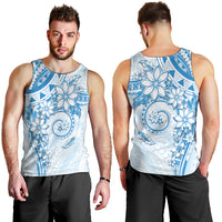 Polynesian Pattern With Plumeria Flowers Men Tank Top Blue LT05 - Polynesian Pride
