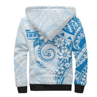 Polynesian Pattern With Plumeria Flowers Sherpa Hoodie Blue LT05 - Polynesian Pride