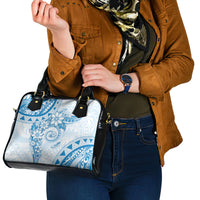 Polynesian Pattern With Plumeria Flowers Shoulder Handbag Blue