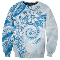 Polynesian Pattern With Plumeria Flowers Sweatshirt Blue LT05 Unisex Blue - Polynesian Pride