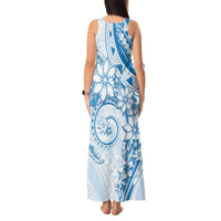 Polynesian Pattern With Plumeria Flowers Tank Maxi Dress Blue LT05 - Polynesian Pride