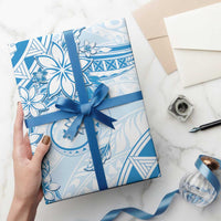 Polynesian Pattern With Plumeria Flowers Wrapping Paper Blue LT05 - Polynesian Pride