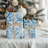 Polynesian Pattern With Plumeria Flowers Wrapping Paper Blue LT05 - Polynesian Pride