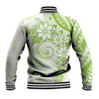Polynesian Pattern With Plumeria Flowers Baseball Jacket Lime Green LT05 - Polynesian Pride