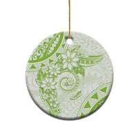 Polynesian Pattern With Plumeria Flowers Ceramic Ornament Lime Green LT05 - Polynesian Pride