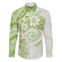 Polynesian Pattern With Plumeria Flowers Family Matching Mermaid Dress and Hawaiian Shirt Lime Green