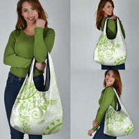 Polynesian Pattern With Plumeria Flowers Grocery Bag Lime Green LT05 - Polynesian Pride