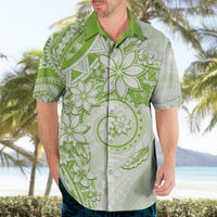 Polynesian Pattern With Plumeria Flowers Hawaiian Shirt Lime Green LT05 - Polynesian Pride