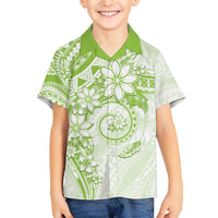 Polynesian Pattern With Plumeria Flowers Hawaiian Shirt Lime Green LT05 - Polynesian Pride