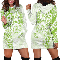 Polynesian Pattern With Plumeria Flowers Hoodie Dress Lime Green LT05 - Polynesian Pride