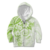 Polynesian Pattern With Plumeria Flowers Kid Hoodie Lime Green