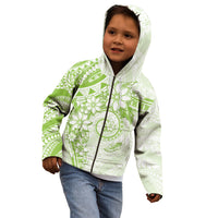 Polynesian Pattern With Plumeria Flowers Kid Hoodie Lime Green