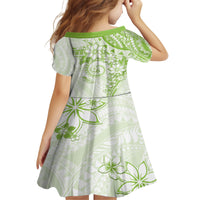 Polynesian Pattern With Plumeria Flowers Kid Short Sleeve Dress Lime Green LT05 - Polynesian Pride