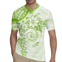 Polynesian Pattern With Plumeria Flowers Rugby Jersey Lime Green