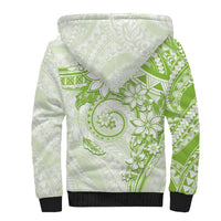 Polynesian Pattern With Plumeria Flowers Sherpa Hoodie Lime Green LT05 - Polynesian Pride