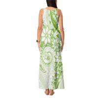 Polynesian Pattern With Plumeria Flowers Tank Maxi Dress Lime Green LT05 - Polynesian Pride