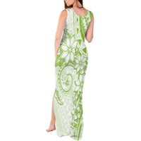 Polynesian Pattern With Plumeria Flowers Tank Maxi Dress Lime Green LT05 - Polynesian Pride