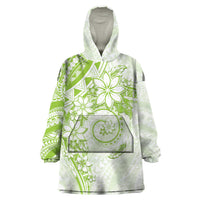 Polynesian Pattern With Plumeria Flowers Wearable Blanket Hoodie Lime Green LT05 One Size Lime Green - Polynesian Pride