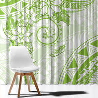 Polynesian Pattern With Plumeria Flowers Window Curtain Lime Green LT05 - Polynesian Pride