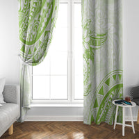 Polynesian Pattern With Plumeria Flowers Window Curtain Lime Green LT05 - Polynesian Pride