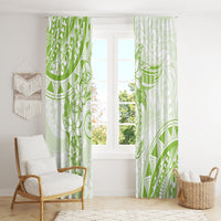 Polynesian Pattern With Plumeria Flowers Window Curtain Lime Green LT05 - Polynesian Pride