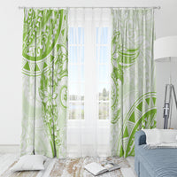 Polynesian Pattern With Plumeria Flowers Window Curtain Lime Green LT05 - Polynesian Pride