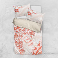 Polynesian Pattern With Plumeria Flowers Bedding Set Orange Peach LT05 US Twin 172cm x 218cm Peach - Polynesian Pride