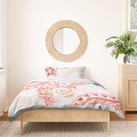 Polynesian Pattern With Plumeria Flowers Bedding Set Orange Peach LT05 - Polynesian Pride