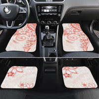 Polynesian Pattern With Plumeria Flowers Car Mats Orange Peach LT05 Set 4pcs Peach - Polynesian Pride