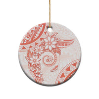 Polynesian Pattern With Plumeria Flowers Ceramic Ornament Orange Peach LT05 - Polynesian Pride
