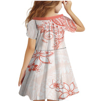 Polynesian Pattern With Plumeria Flowers Family Matching Mermaid Dress and Hawaiian Shirt Orange Peach