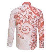 Polynesian Pattern With Plumeria Flowers Family Matching Tank Maxi Dress and Hawaiian Shirt Orange Peach