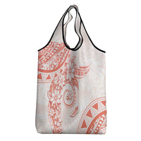 Polynesian Pattern With Plumeria Flowers Grocery Bag Orange Peach LT05 - Polynesian Pride