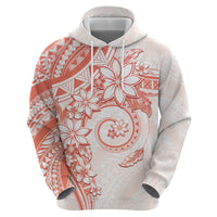 Polynesian Pattern With Plumeria Flowers Hoodie Orange Peach LT05 - Polynesian Pride