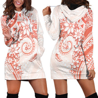 Polynesian Pattern With Plumeria Flowers Hoodie Dress Orange Peach LT05 - Polynesian Pride