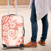 Polynesian Pattern With Plumeria Flowers Luggage Cover Orange Peach