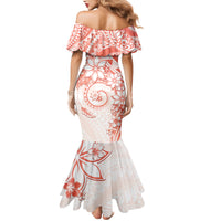 Polynesian Pattern With Plumeria Flowers Mermaid Dress Orange Peach LT05 - Polynesian Pride