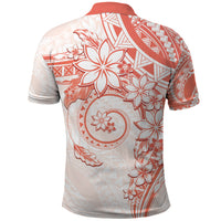 Polynesian Pattern With Plumeria Flowers Polo Shirt Orange Peach LT05 - Polynesian Pride