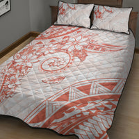 Polynesian Pattern With Plumeria Flowers Quilt Bed Set Orange Peach LT05 - Polynesian Pride