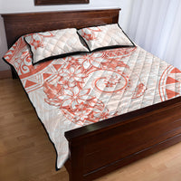 Polynesian Pattern With Plumeria Flowers Quilt Bed Set Orange Peach LT05 - Polynesian Pride