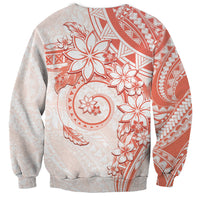 Polynesian Pattern With Plumeria Flowers Sweatshirt Orange Peach LT05 - Polynesian Pride