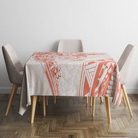 Polynesian Pattern With Plumeria Flowers Tablecloth Orange Peach LT05 - Polynesian Pride