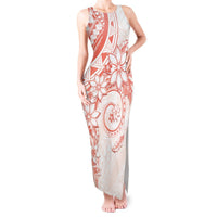 Polynesian Pattern With Plumeria Flowers Tank Maxi Dress Orange Peach LT05 Women Peach - Polynesian Pride