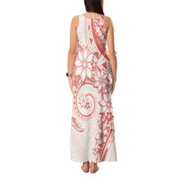 Polynesian Pattern With Plumeria Flowers Tank Maxi Dress Orange Peach LT05 - Polynesian Pride