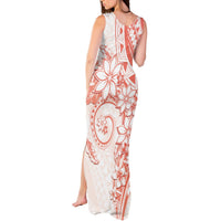 Polynesian Pattern With Plumeria Flowers Tank Maxi Dress Orange Peach LT05 - Polynesian Pride